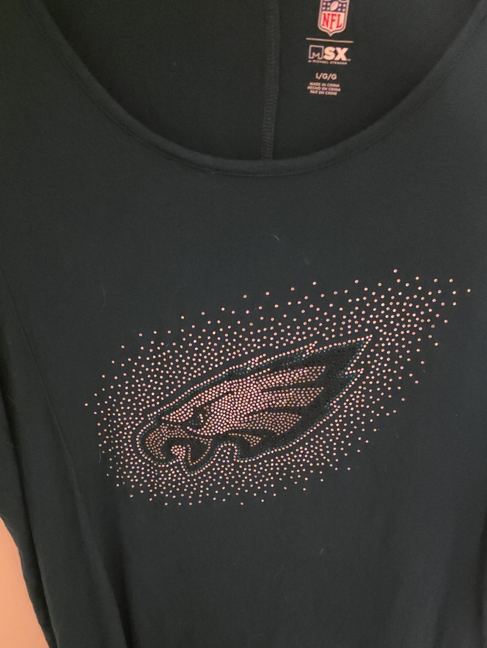 NFL Philadelphia Eagles Women's Black Rhinestone Tee by